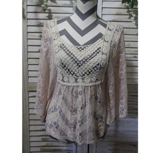 Kirra Lace Buttery Sleeve Boho Top(298)